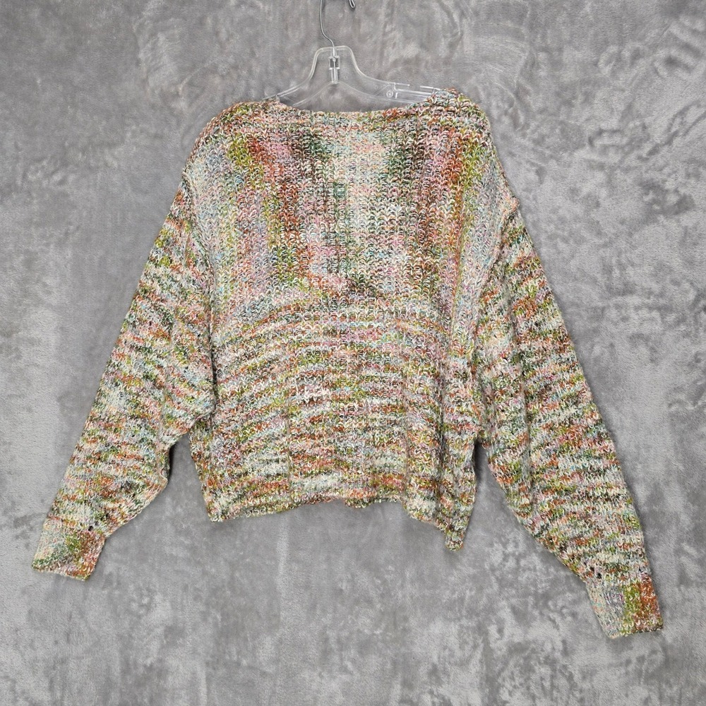 Free People Sweater Women S Multicolor V-Neck Oversized Chunky Knit Boho Earthy - Picture 15 of 16